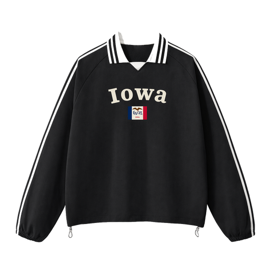 Collection 6 Iowa Contrast Striped Lapel Collar Sweatshirt - Black front