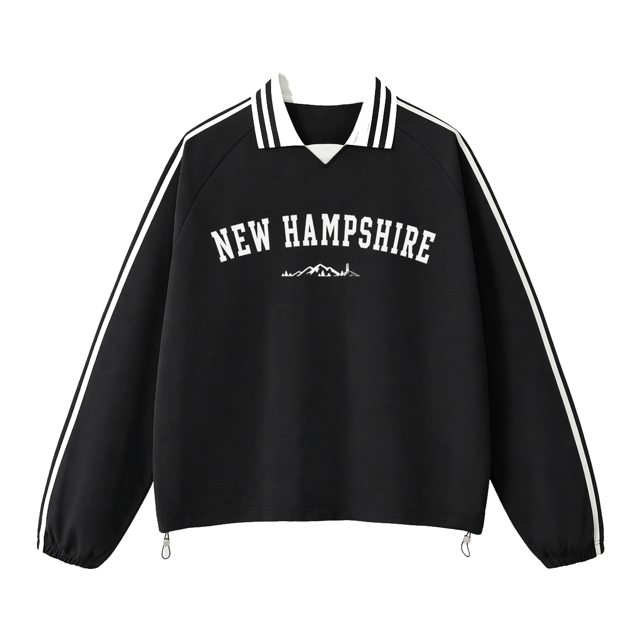 Collection 9 New Hampshire Contrast Striped Lapel Collar Sweatshirt - Black front