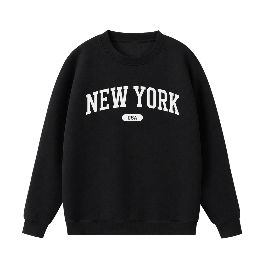Collection 4 New York Essential Heavyweight Crewneck Sweatshirt - Black front