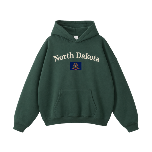 Collection 6 North Dakota Oversize Fleeced Hoodie - Eden Green front