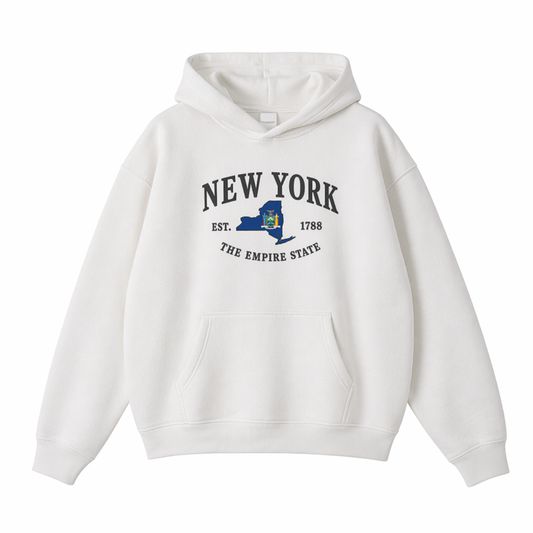 Collection 8 New York Oversize Fleeced Hoodie - White front