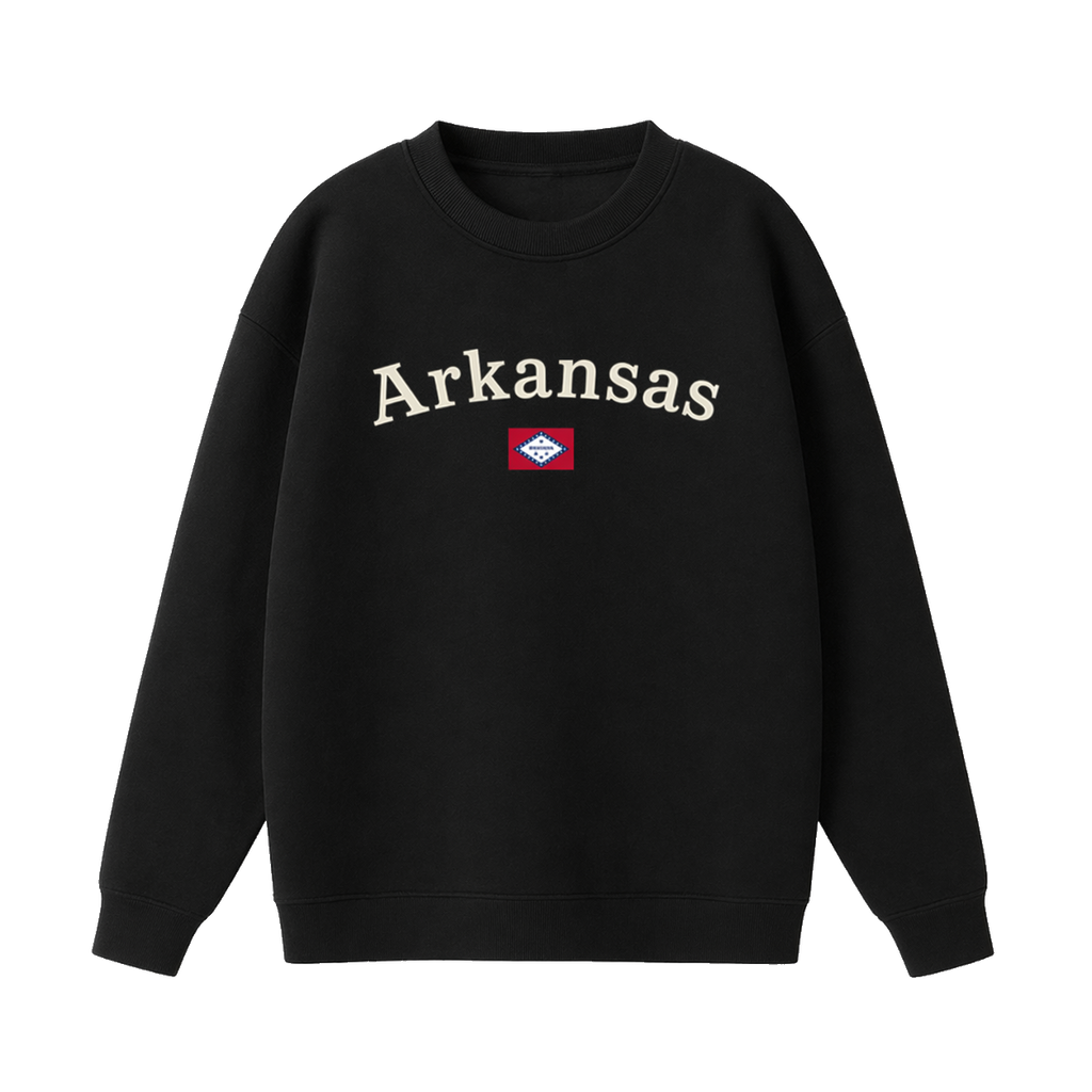 Collection 6 Arkansas Essential Heavyweight Crewneck Sweatshirt - Black front