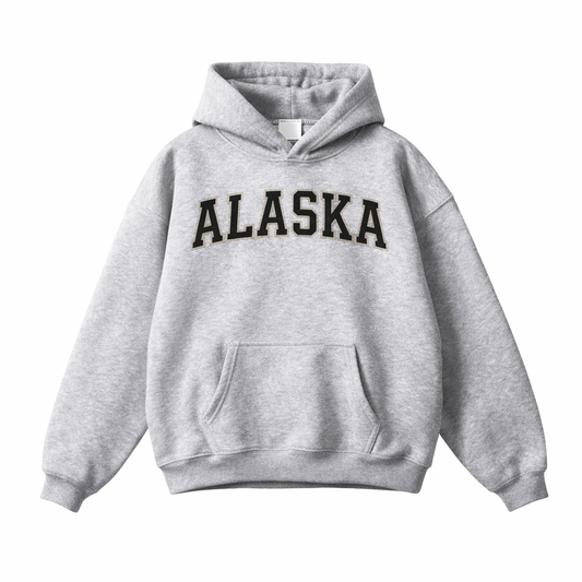 Collection 1 Alaska Oversize Fleeced Hoodie - Flower Gray front