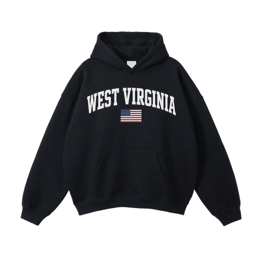 Collection 2 West Virginia Oversize Fleeced Hoodie - Black front