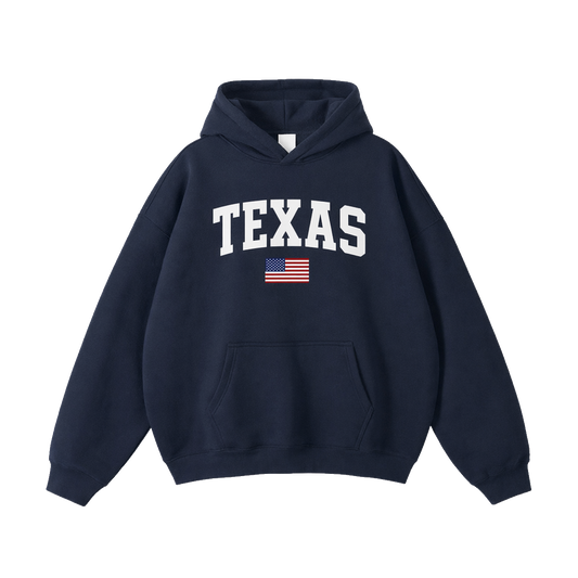 Collection 2 Texas Oversize Fleeced Hoodie - Navy Blue front