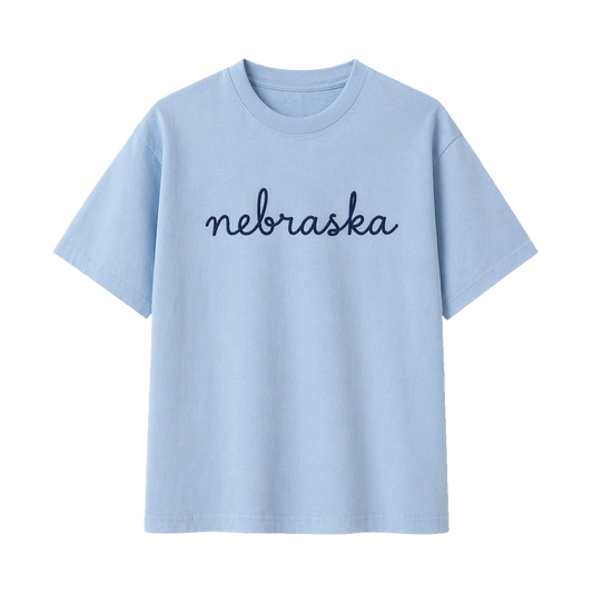 Collection 3 Nebraska Essential Cotton T-Shirt - Light Blue front
