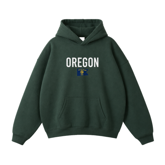 Collection 7 Oregon Oversize Fleeced Hoodie - Eden Green front