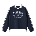 Collection 8 Virginia Contrast Striped Lapel Collar Sweatshirt - Royal Blue front