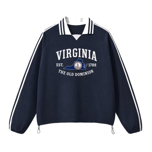 Collection 8 Virginia Contrast Striped Lapel Collar Sweatshirt - Royal Blue front