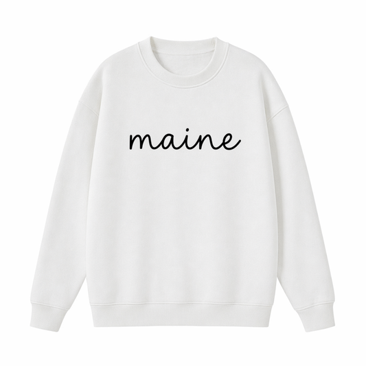 Collection 3 Maine Essential Heavyweight Crewneck Sweatshirt - White front