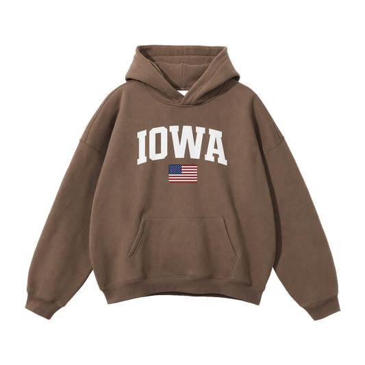Collection 2 Iowa Oversize Fleeced Hoodie - Brown front