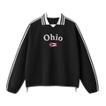 Collection 6 Ohio Contrast Striped Lapel Collar Sweatshirt - Black front