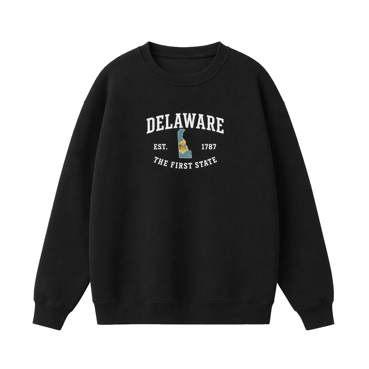 Collection 8 Delaware Essential Heavyweight Crewneck Sweatshirt - Black front