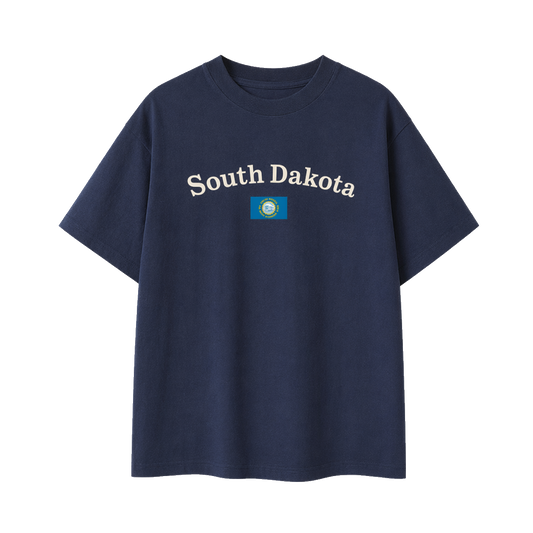 Collection 6 South Dakota Essential Cotton T-Shirt - Navy Blue front