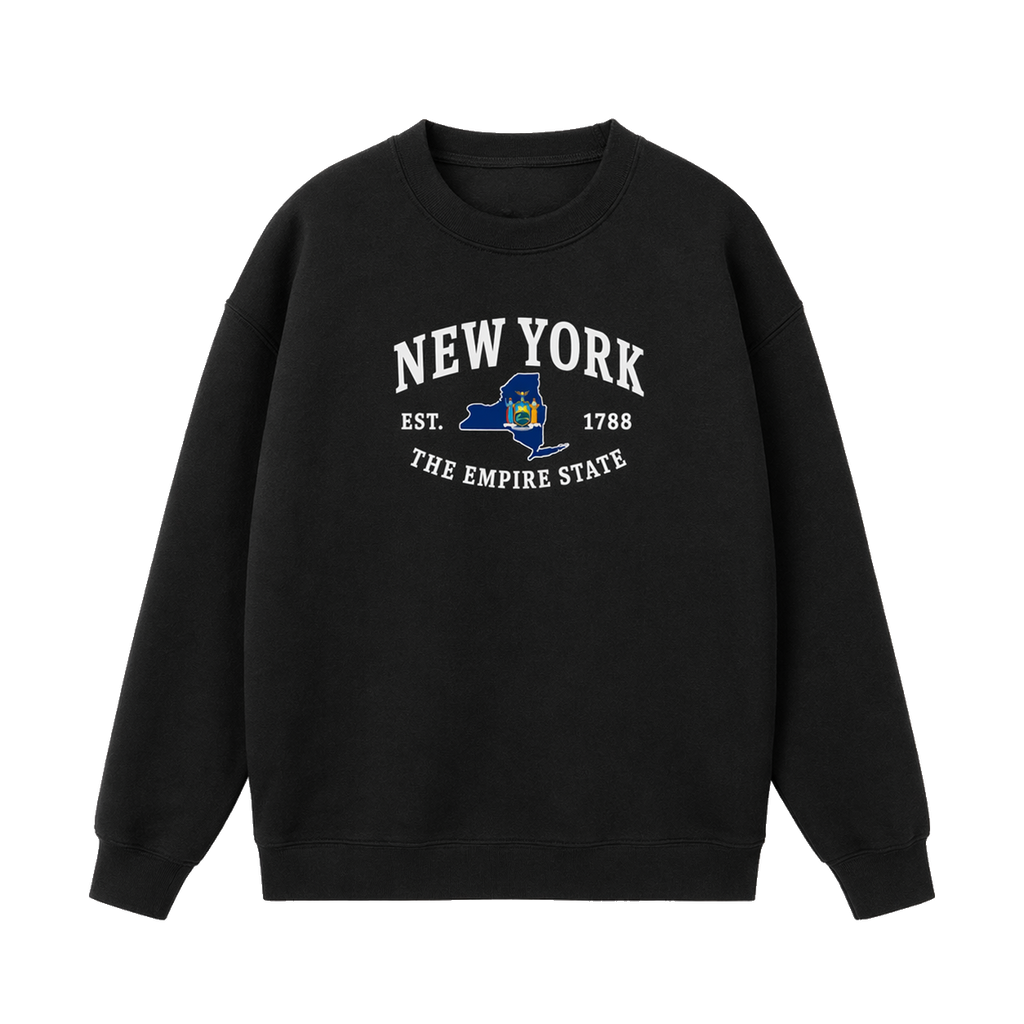 Collection 8 New York Essential Heavyweight Crewneck Sweatshirt - Black front