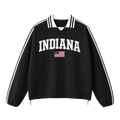 Collection 2 Indiana Contrast Striped Lapel Collar Sweatshirt - Black front