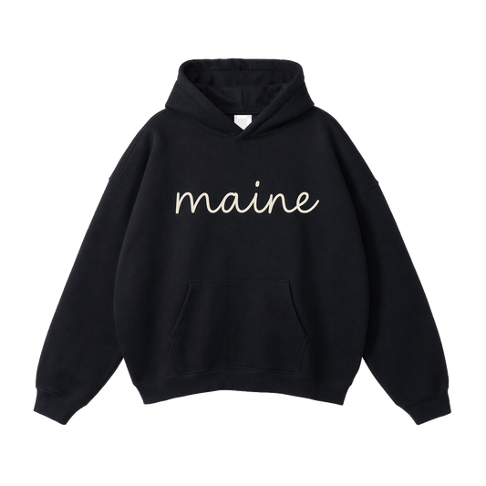 Collection 3 Maine Oversize Fleeced Hoodie - Black front
