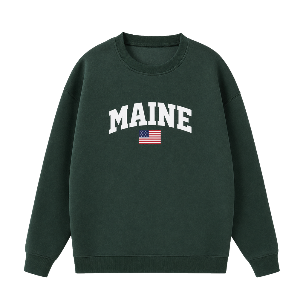 Collection 2 Maine Essential Heavyweight Crewneck Sweatshirt - Dark Green front