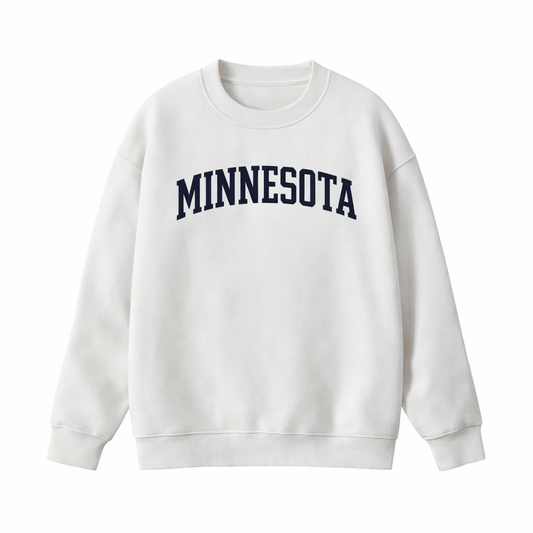 Collection 1 Minnesota Essential Heavyweight Crewneck Sweatshirt - White front