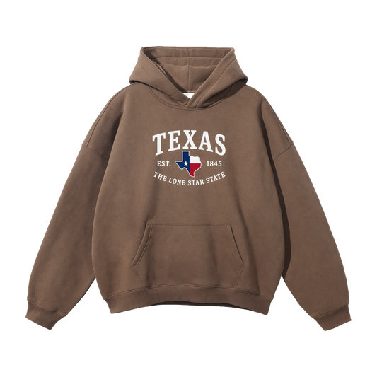 Collection 8 Texas Oversize Fleeced Hoodie - Brown front