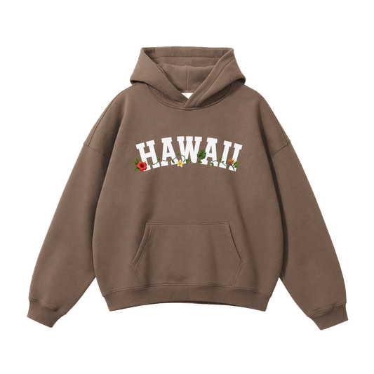 Collection 10 Hawaii Oversize Fleeced Hoodie - Brown front