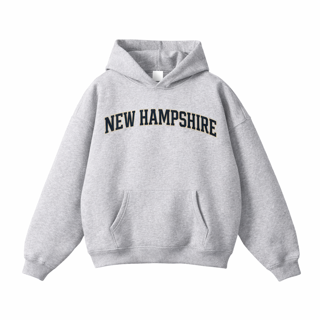 Collection 1 New Hampshire Oversize Fleeced Hoodie - Flower Gray front
