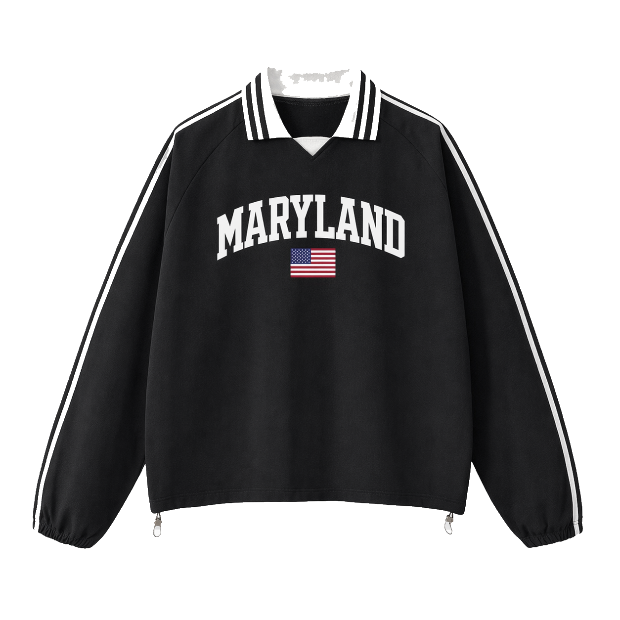 Collection 2 Maryland Contrast Striped Lapel Collar Sweatshirt - Black front