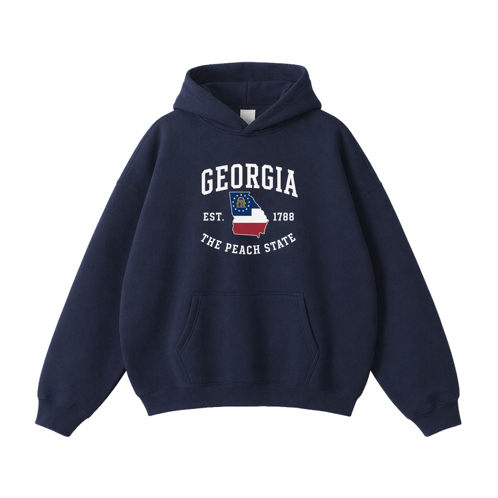 Collection 8 Georgia Oversize Fleeced Hoodie - Navy Blue front