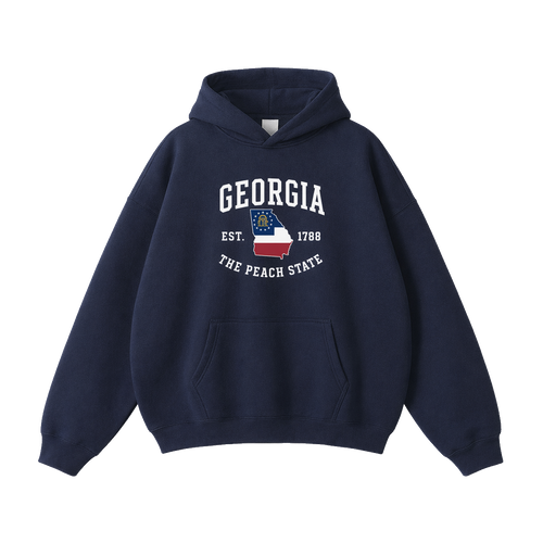Collection 8 Georgia Oversize Fleeced Hoodie - Navy Blue front