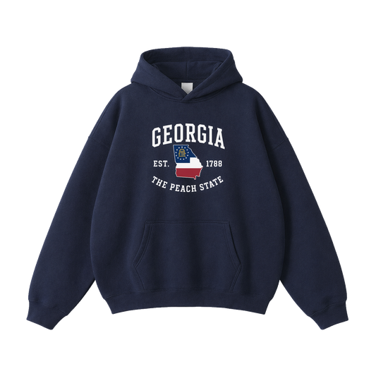 Collection 8 Georgia Oversize Fleeced Hoodie - Navy Blue front