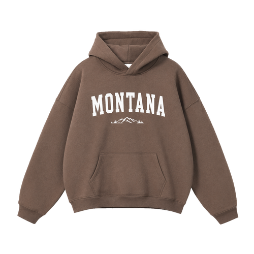 Collection 9 Montana Oversize Fleeced Hoodie - Brown front
