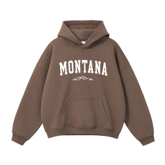 Collection 9 Montana Oversize Fleeced Hoodie - Brown front