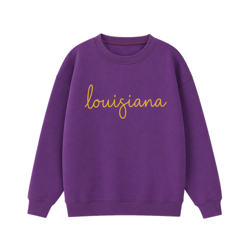 Collection 3 Louisiana Essential Heavyweight Crewneck Sweatshirt - Purple front
