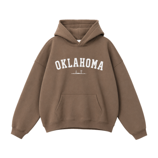 Collection 9 Oklahoma Oversize Fleeced Hoodie - Brown front