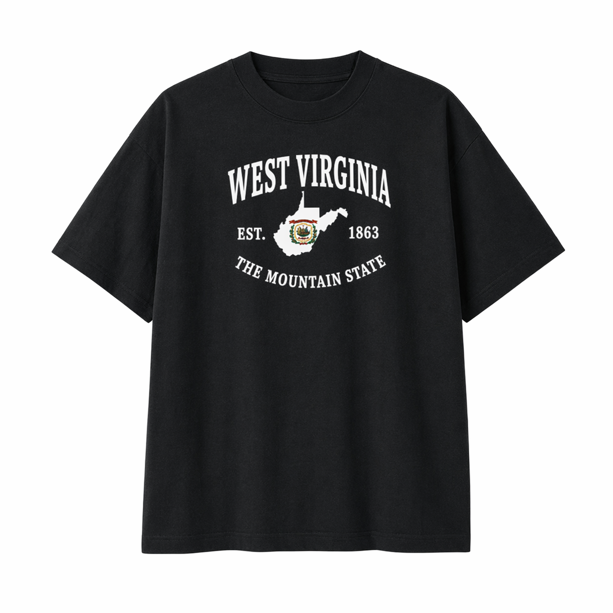 Collection 8 West Virginia Essential Cotton T-Shirt - Black front