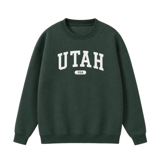 Collection 4 Utah Essential Heavyweight Crewneck Sweatshirt - Dark Green front