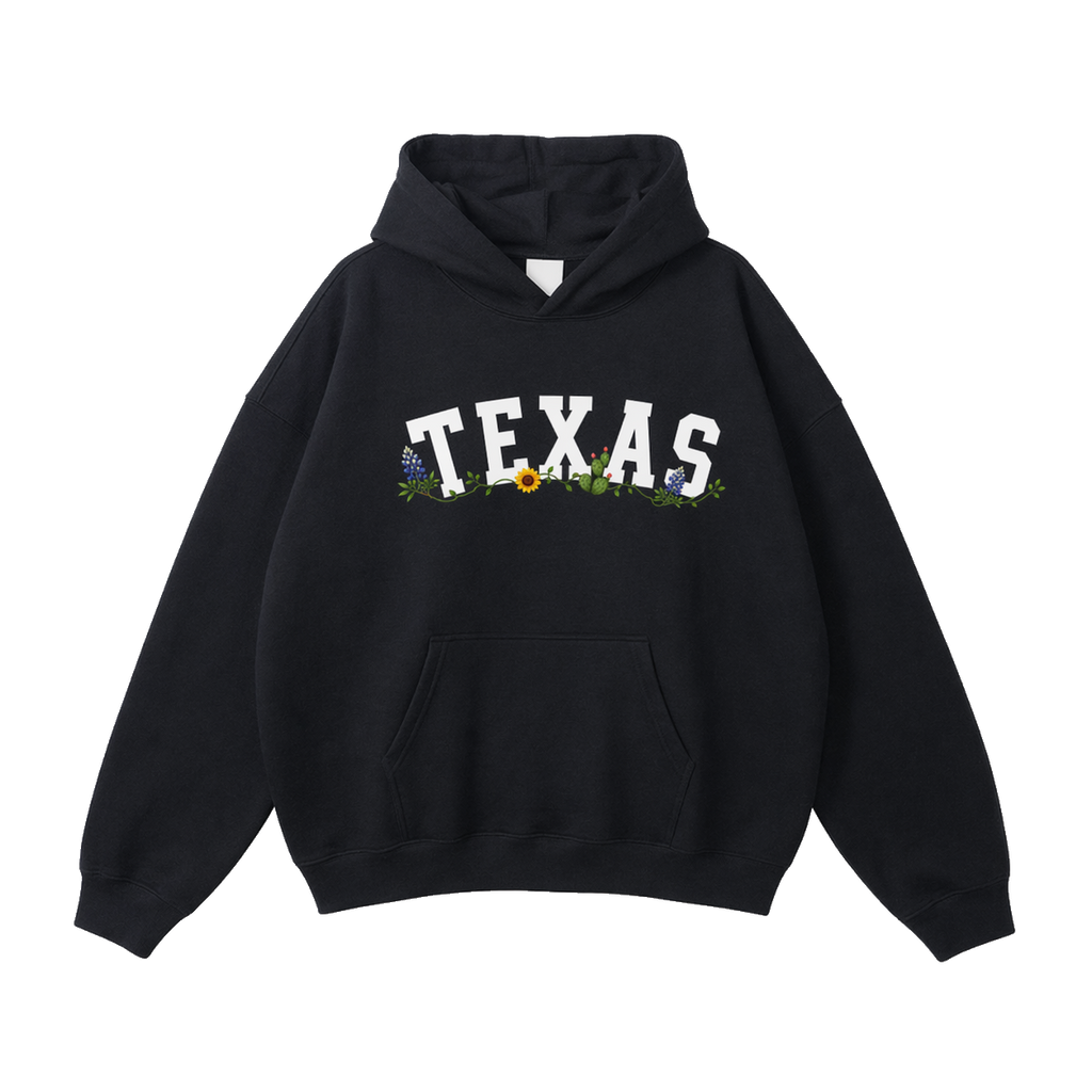 Collection 10 Texas Oversize Fleeced Hoodie - Black front