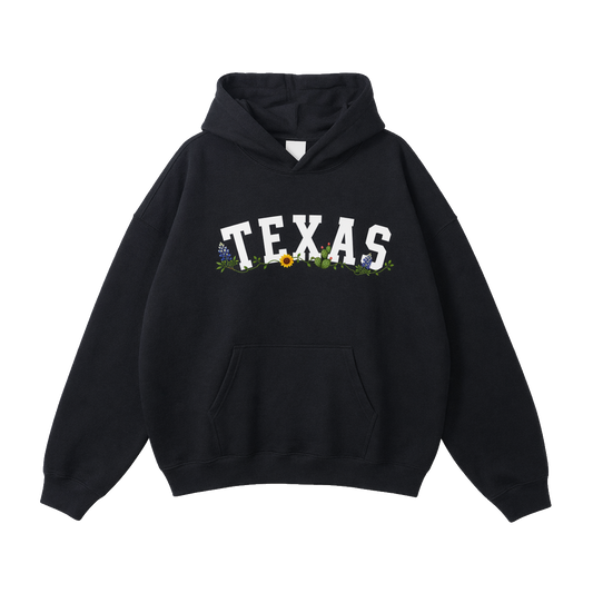 Collection 10 Texas Oversize Fleeced Hoodie - Black front