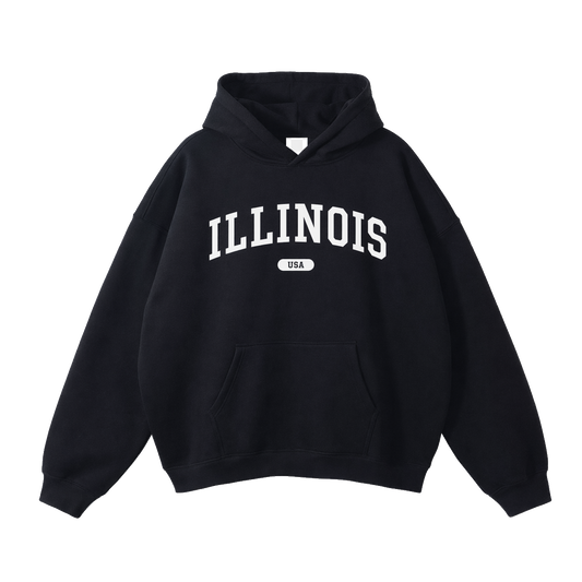 Collection 4 Illinois Oversize Fleeced Hoodie - Black front