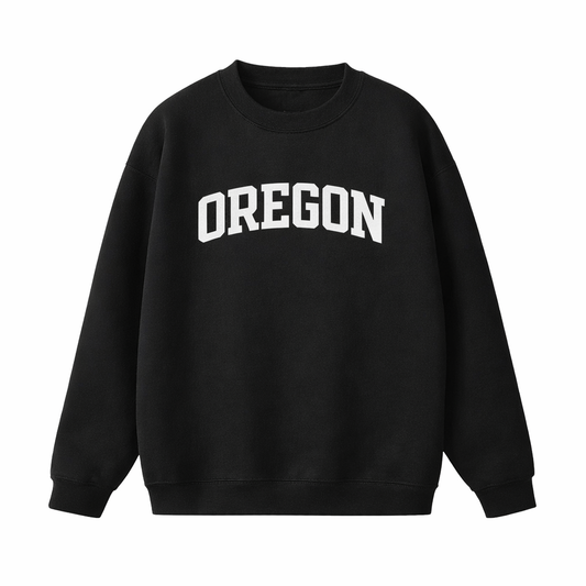Collection 1 Oregon Essential Heavyweight Crewneck Sweatshirt - Black front