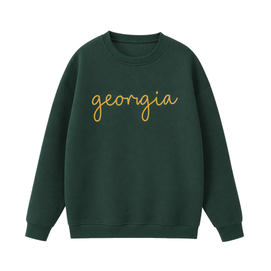 Collection 3 Georgia Essential Heavyweight Crewneck Sweatshirt - Dark Green front