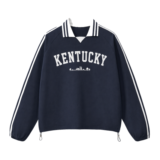 Collection 9 Kentucky Contrast Striped Lapel Collar Sweatshirt - Royal Blue front