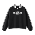 Collection 9 Indiana Contrast Striped Lapel Collar Sweatshirt - Black front