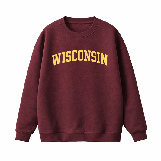 Collection 1 Wisconsin Essential Heavyweight Crewneck Sweatshirt - Dull Red front