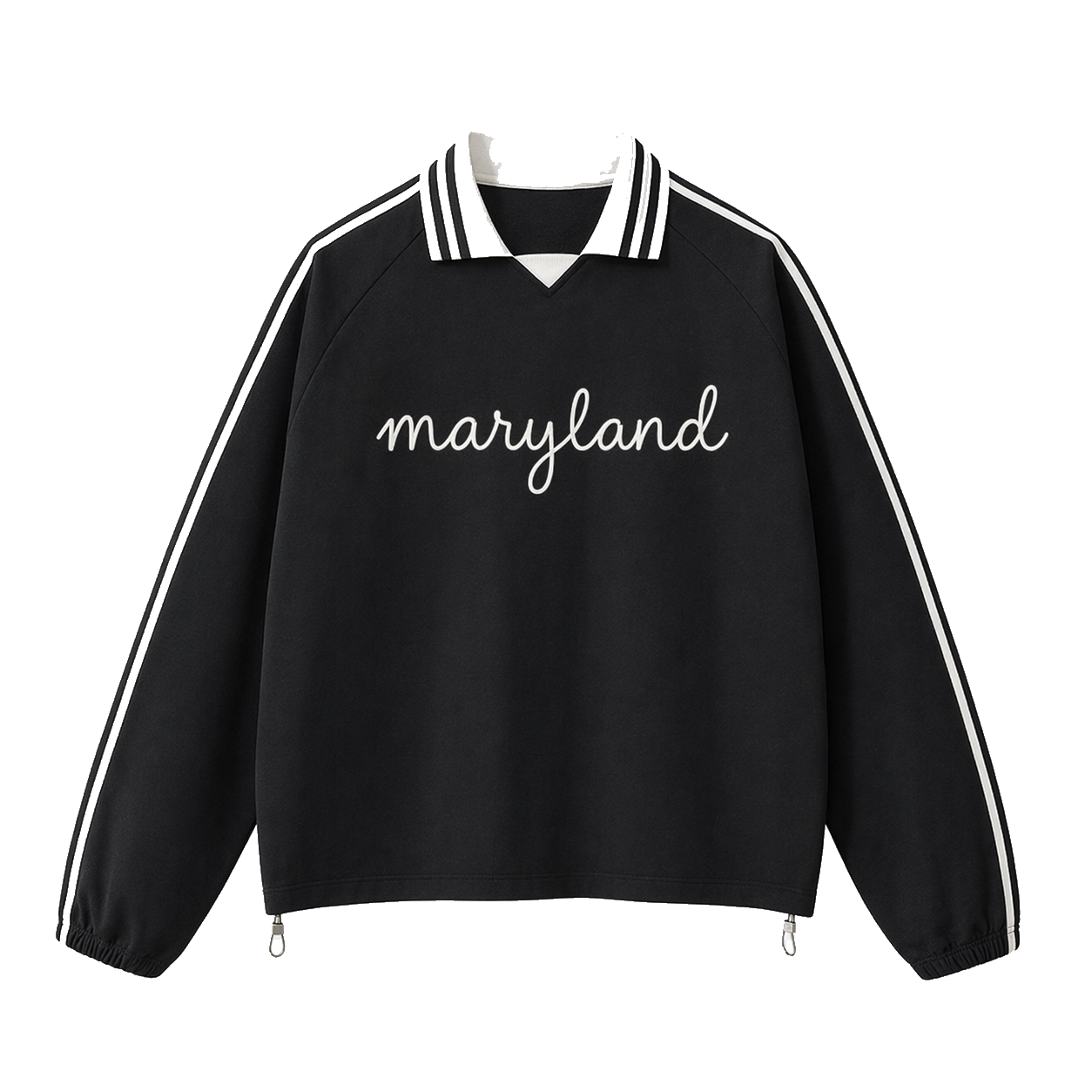 Collection 3 Maryland Contrast Striped Lapel Collar Sweatshirt - Black front