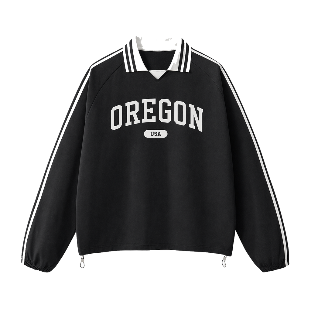 Collection 4 Oregon Contrast Striped Lapel Collar Sweatshirt - Black front