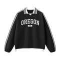 Collection 4 Oregon Contrast Striped Lapel Collar Sweatshirt - Black front