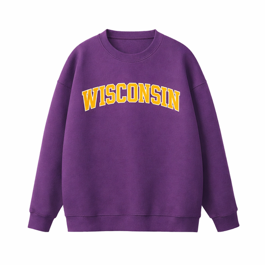 Collection 1 Wisconsin Essential Heavyweight Crewneck Sweatshirt - Purple front