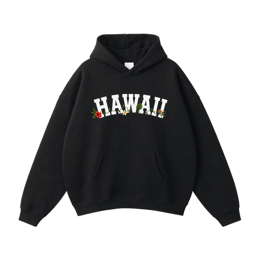 Collection 10 Hawaii Oversize Fleeced Hoodie - Black front