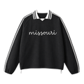 Collection 3 Missouri Contrast Striped Lapel Collar Sweatshirt - Black front